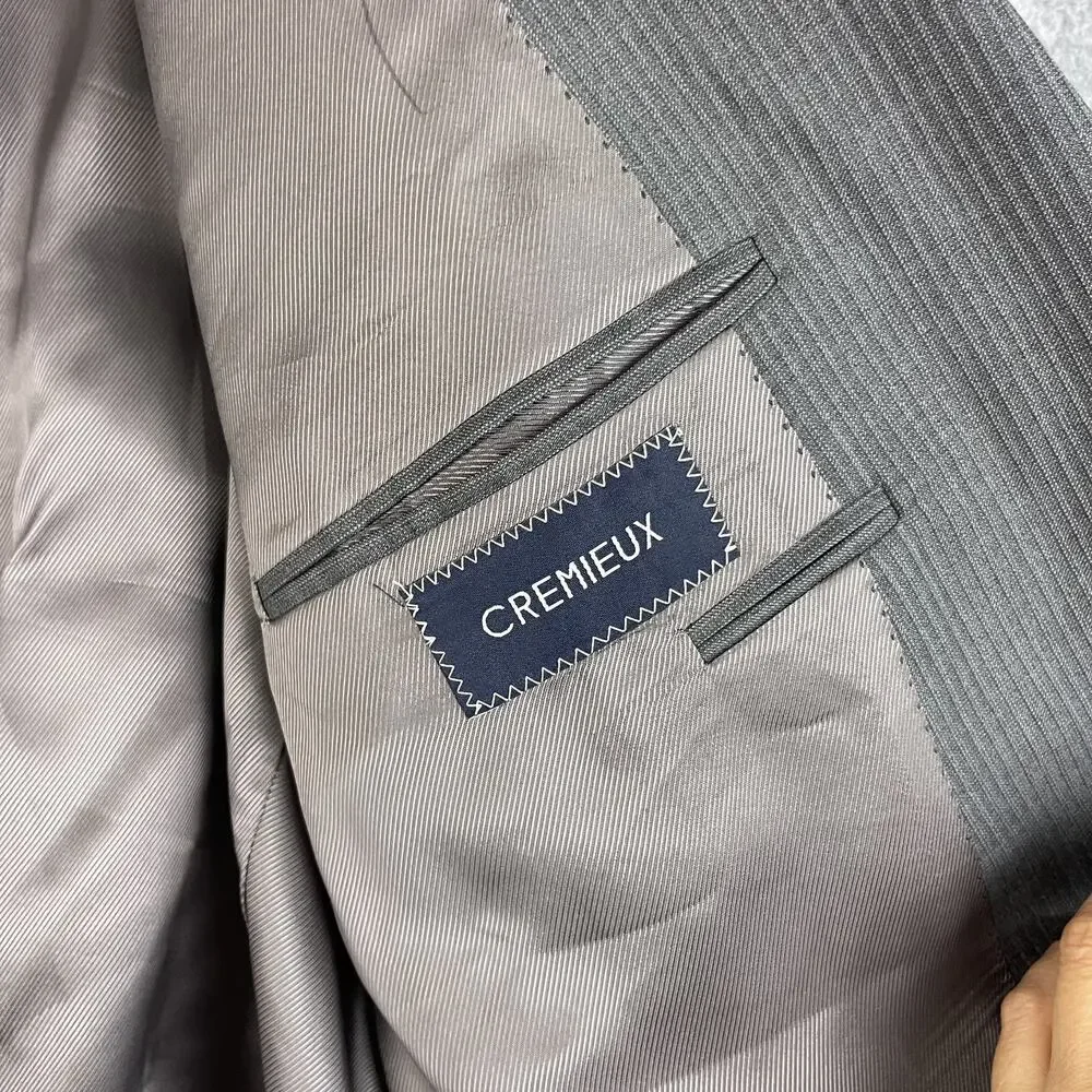 Cremieux Loro Piana Wool Blazer Sport Coat Mens 50L Gray Pin Stripe Super‎ 130s